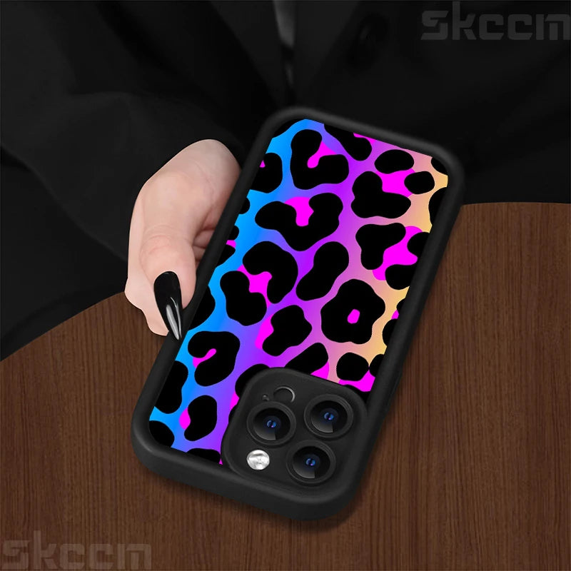 Colorful Leopard Pattern Silicone Soft Phone Case For iPhone