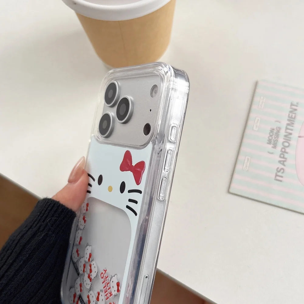 Sliding Block White Glitter Hello Kitty Bow Phone Case or iPhone