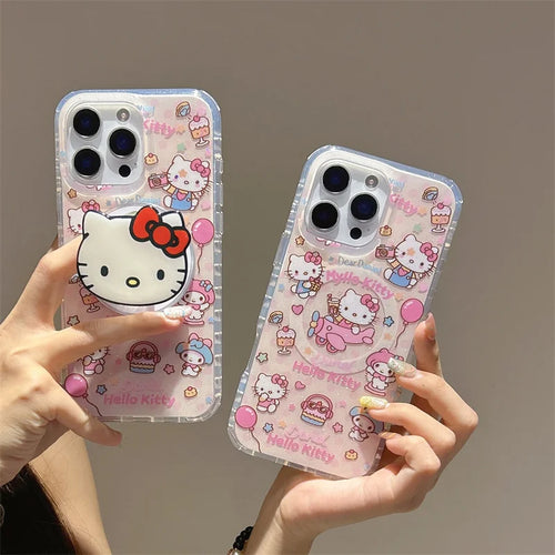 Kawaii Sweet Cake Hellokitty Glitter Magnetic Phone Case For iPhone