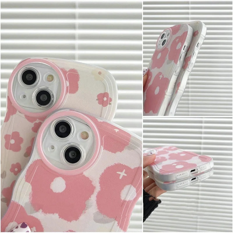 Flower Wave Edge Soft Clear TPU Cover Case for IPhone Case