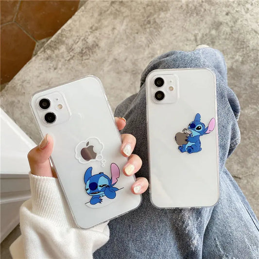 Cartoon Disney Sleepy Stitch TPU Soft Phone Case For iPhone