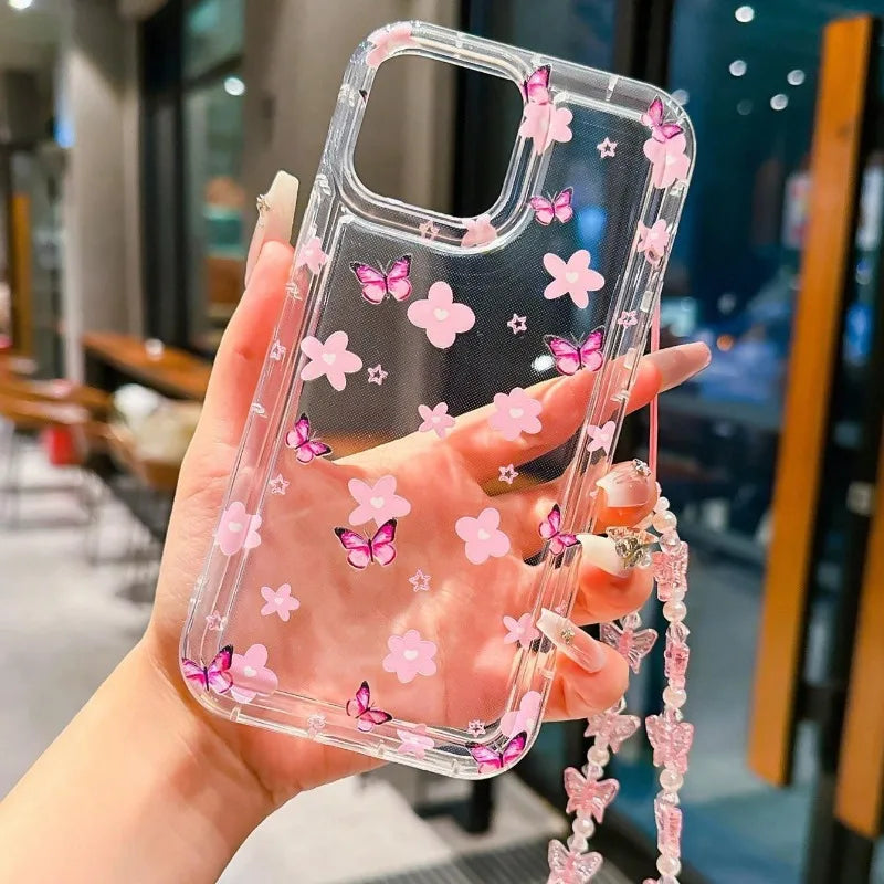 Lovely Butterfly Flower Phone Case For iPhone