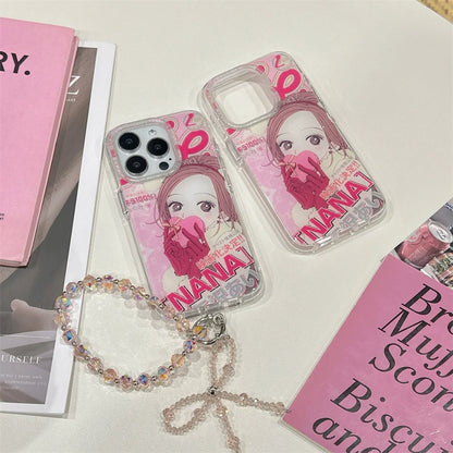 Japan Korean Cute Cartoon Girl kawaii Phone Lanyard Case For iPhone