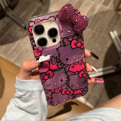 Hello Kitty Diamond Bow Phone Case For iPhone