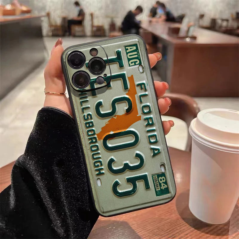 Retro Vintage License Plate Phone Case For iPhone