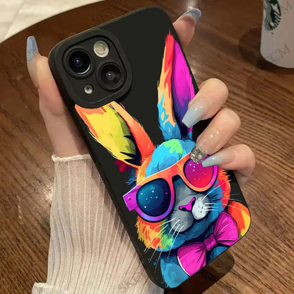 Cute Colorful Rabbit Silicone Phone Case For iPhone