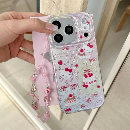 Luxury Cute Strawberry Patterned Cake Kitty Hot Sale Phone Case For iPhone