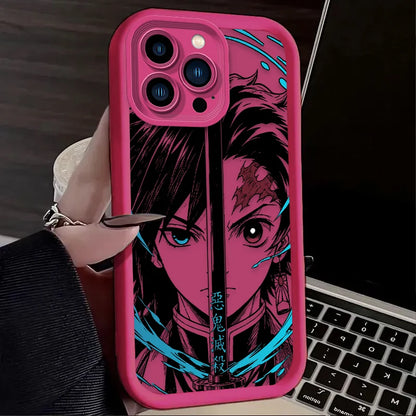 Demon Slayer Split Half Face Anime Phone Case Phone Case For iPhone