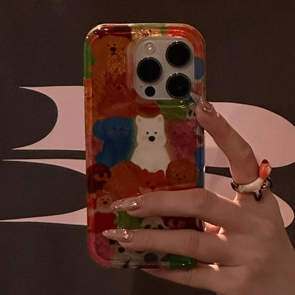 Cute Colorful Graffiti Puppy Phone Case For iPhone