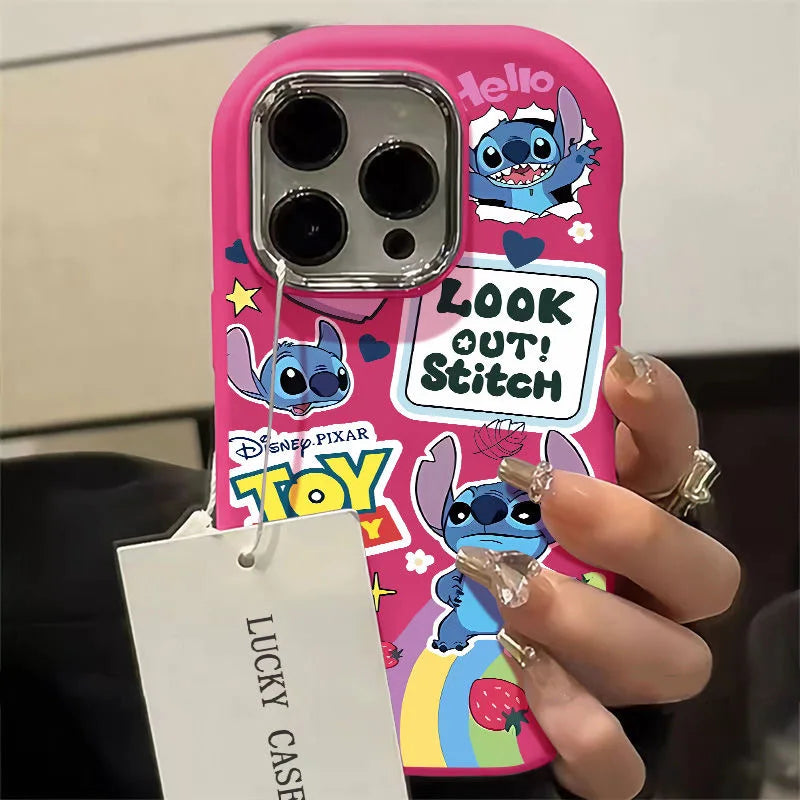 Stitch Love Ranbow Cute Phone Case For iPhone