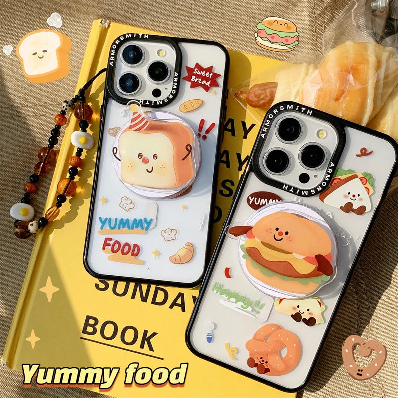 Kawaii Bread Magnetic Stand Holder Phone Case