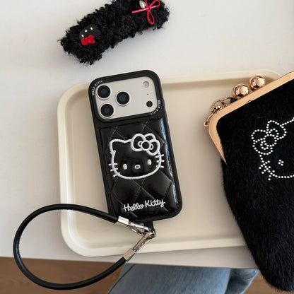 3D Cute Cartoon Sanrio Hello Kitty Embossing Leather Phone Case For iPhone