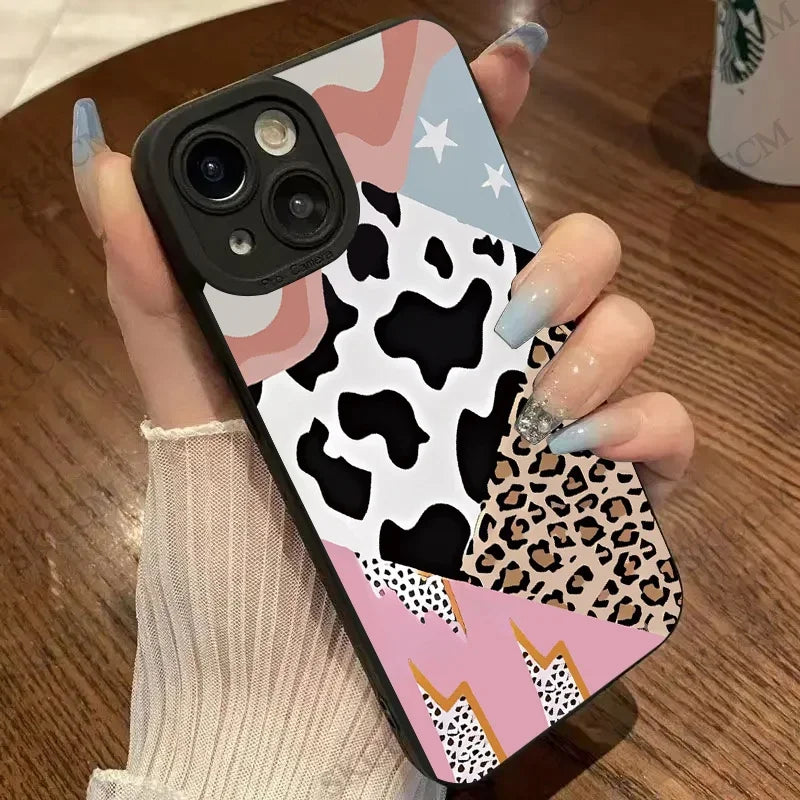 Creative Leopard Cow Silicone Phone Case For iPhone