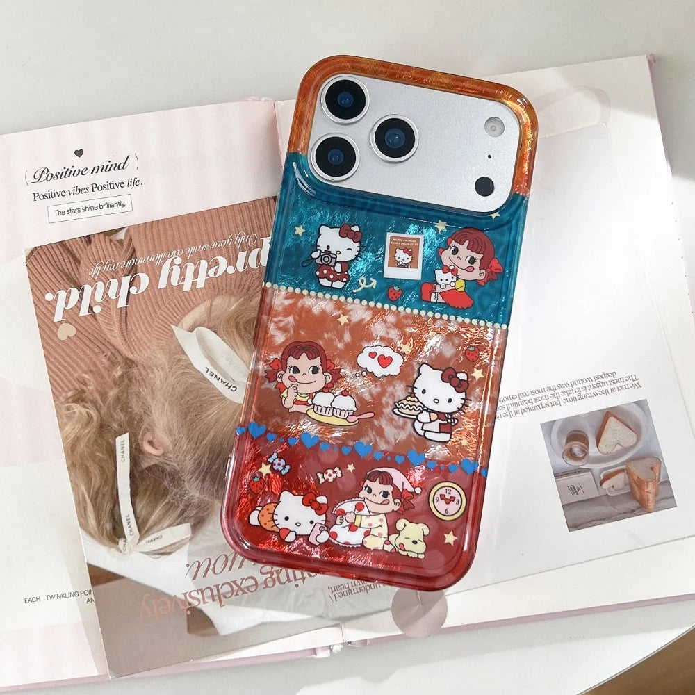 Double Layer Splicing Leopard Print Kitty Case For iPhone