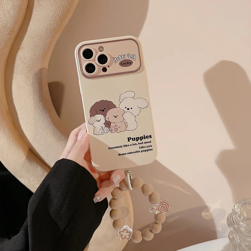 Cute Cartoon Puppy Lens Protective Phone Case For iPhone