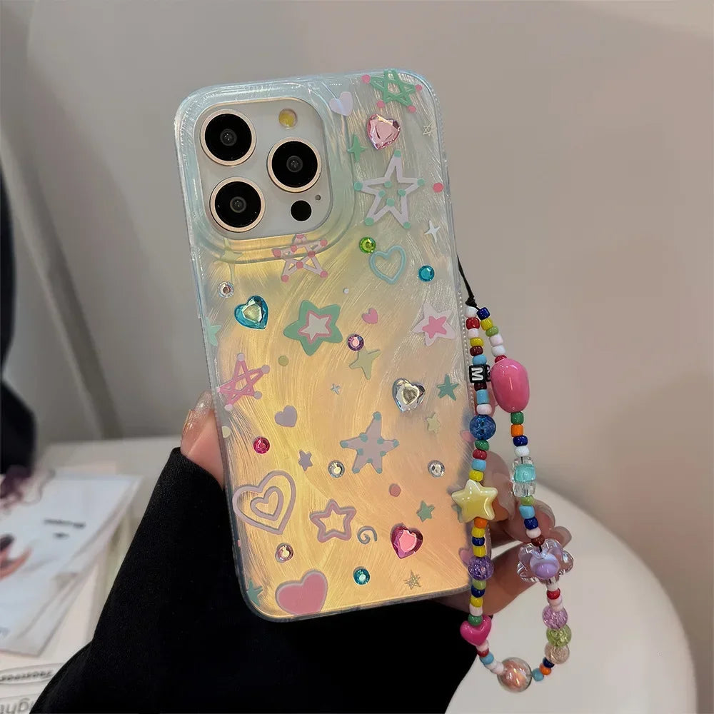 Colorful Stars Ins Shiny Bling Bling Shockproof  Shone Case For iPhone
