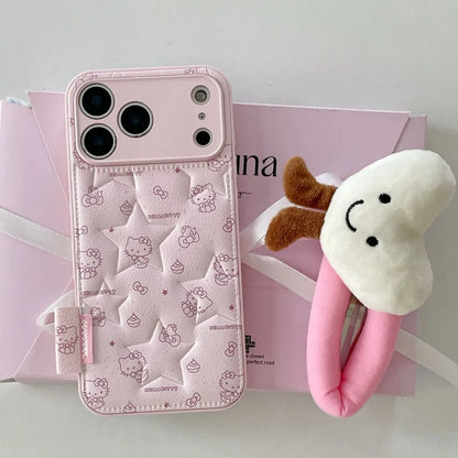 Cute Star Kitty  Fashion Leather Phone Case For iPhone