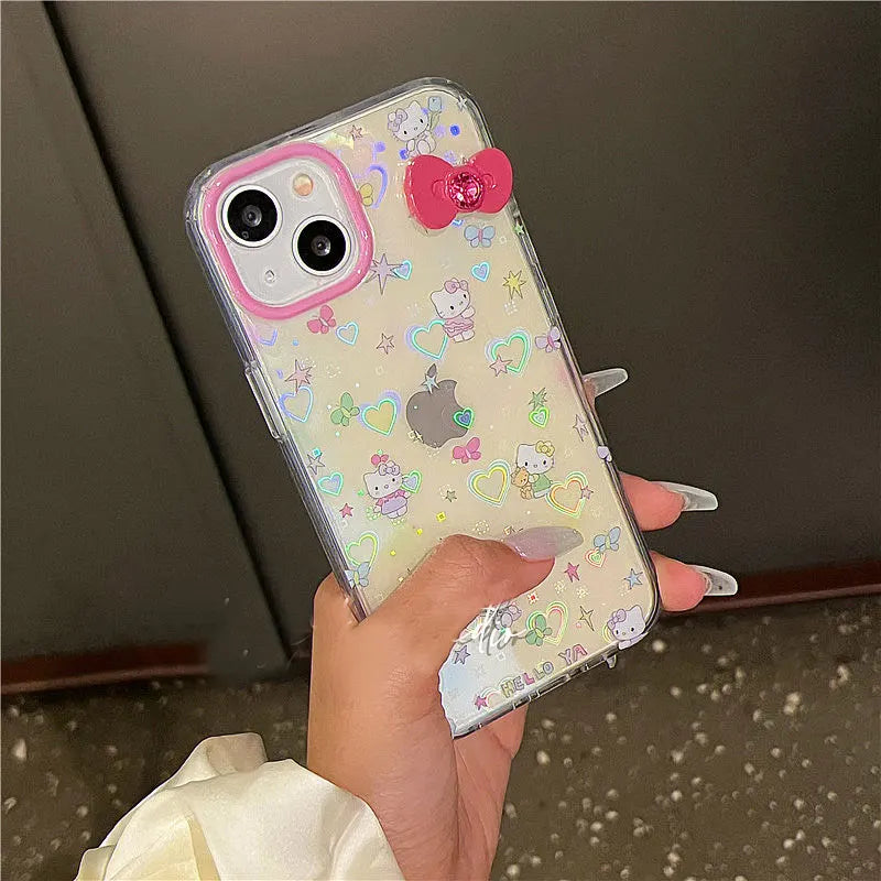 Hello Kitty Colorful Star Bow Phone Case For iPhone