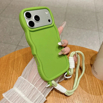 Luxury Solid Colors Wavy Edge Frosted Phone Case For iPhone