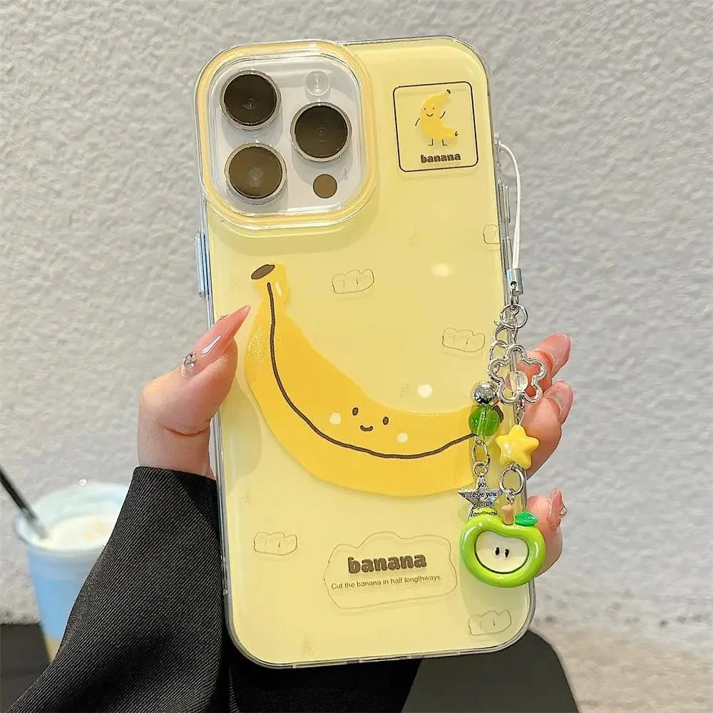 Funny Bite Apple Banana Phone Case For iPhone
