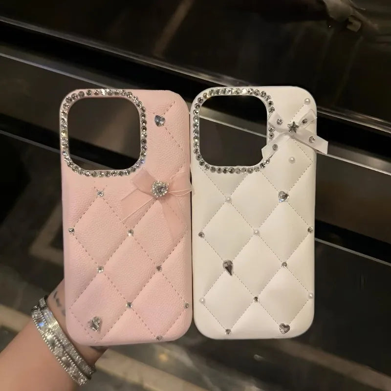Luxurious Girly Heart Sparkling Diamond Mesh For iPhone
