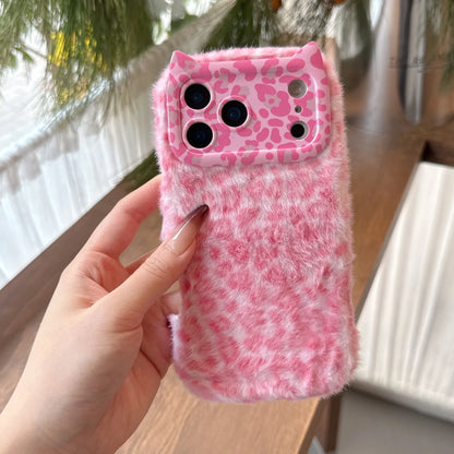 Plush Leopard Phone Case For iPhone