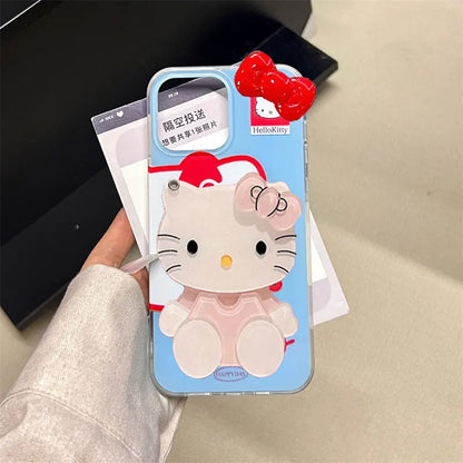 Hello Kitty Blue Face Stand Phone Case For iPhone