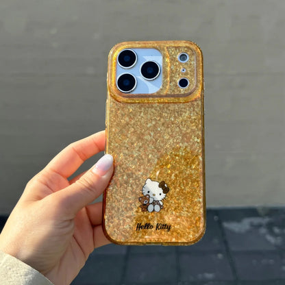 Luxury Double Layer Golden Bottom Kitty Cat Case Phone Case For iPhone
