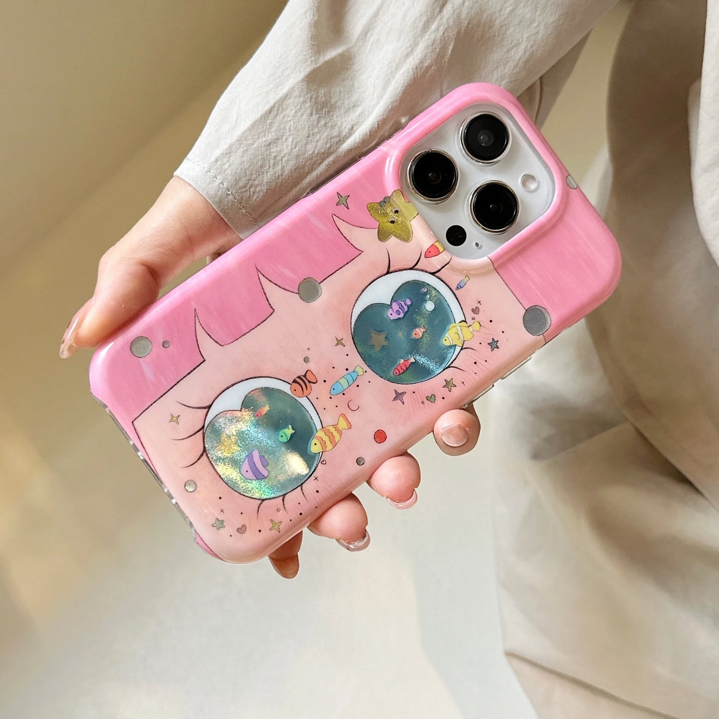 Cute & Childish Pink Hair Lilttle Girl Glittering Big Eyes Phone Case