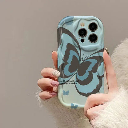 Retro Butterfly Flowers Wavy Silicone Phone Case For IPhone