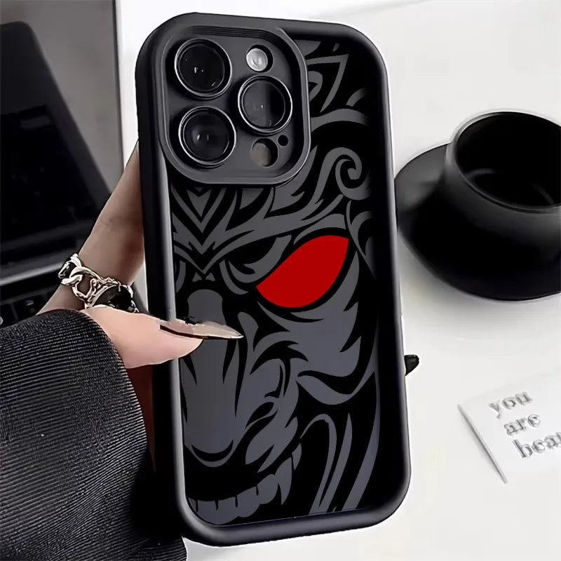 Japanese Art Samurai Ghost Head Silicone Case For iPhone