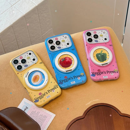 Korean Candy Colors Fold 360° Rotating Vegetable Magnetic Bracket Phone Case For iPhone