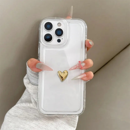 Luxury 3D Gold Love Heart Phone Case For iPhone