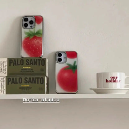 Ins Korean Red Fruit Strawberry Tomato Phone Case For iPhone
