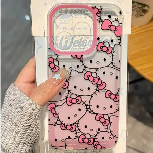 Kitty Bow Full Screen Face Phone Case For iPhone