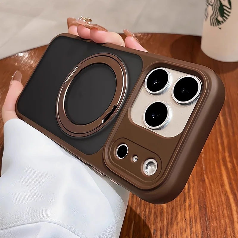 Matte Rotating Bracket Holder Magnetic Phone Case For iPhoneCover