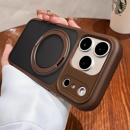 Matte Rotating Bracket Holder Magnetic Phone Case For iPhoneCover