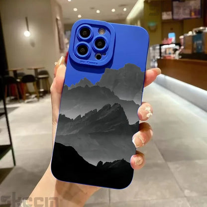 Black Mountain Peak Pattern Phone Case For iPhone