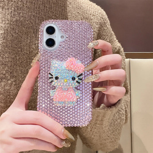 Fashion Girl Pink Crystal Glitter Cute Hello Kitty Diamond Bling Phone Case