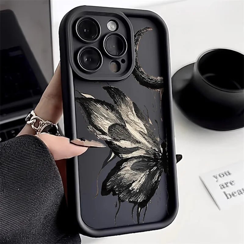 Gold Butterfly Silicone Phone Case For iPhone