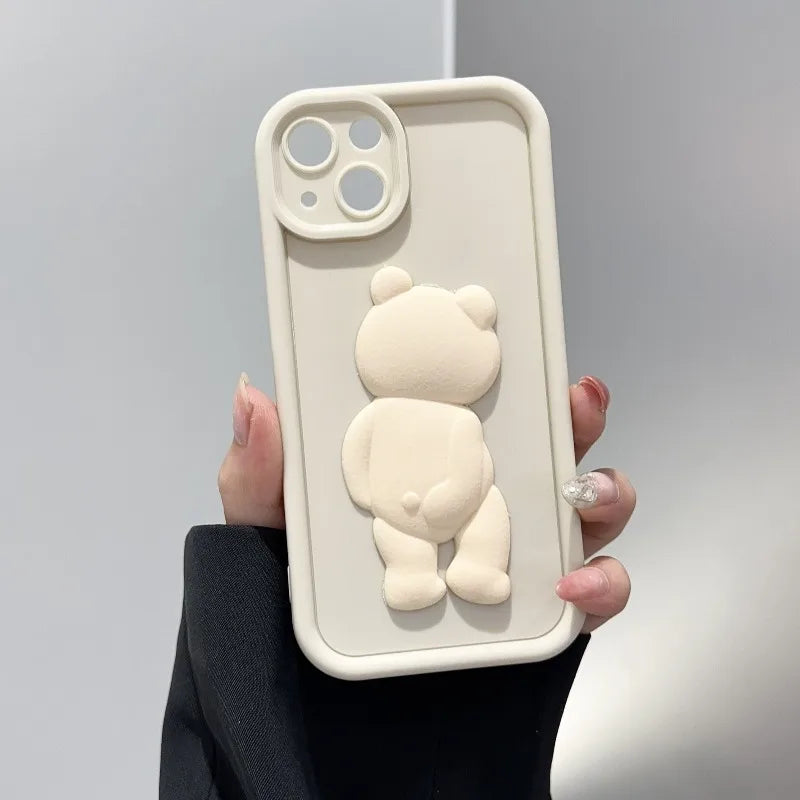 Korean Cute 3D Bear Phone Case For iPhone