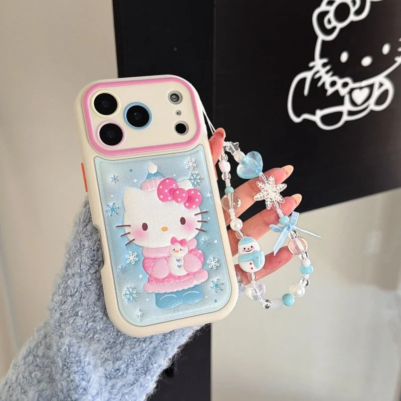 Cute Cartoon Hello Kitty Luxury Embossed Leather Phone Case For iPhone