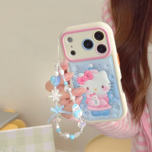 Cute Cartoon Hello Kitty Luxury Embossed Leather Phone Case For iPhone
