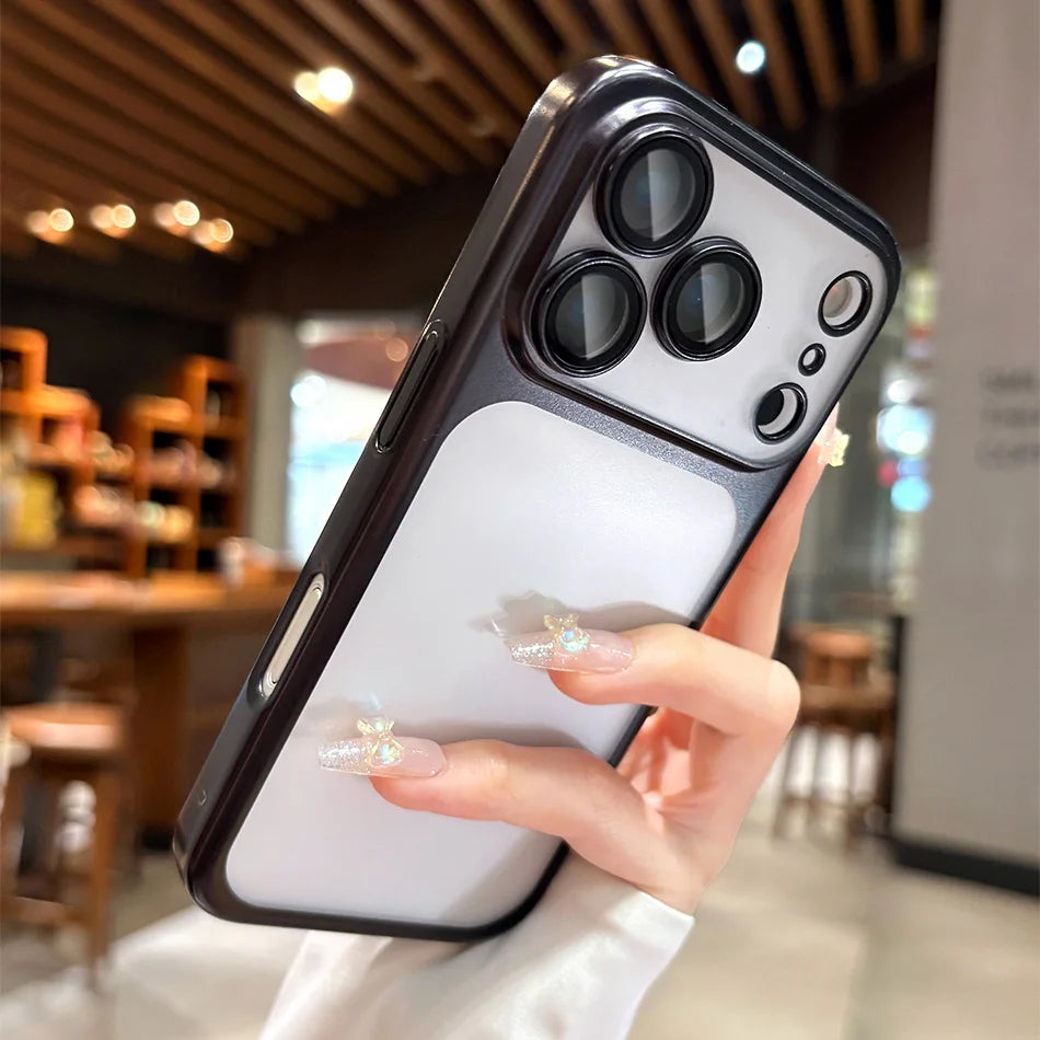 Luxury Plating Matte PC Clear Hard Phone Case For iPhone