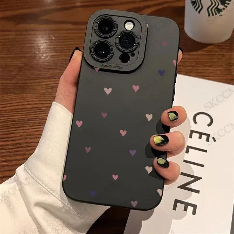 Black Love Heart Phone Case For iPhone