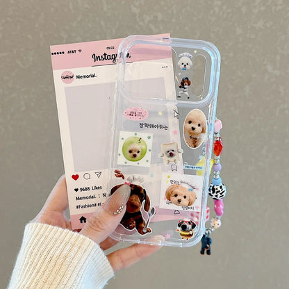 Korean Cute Cartoon Dog Cat Pattern Phone Case For iPhone