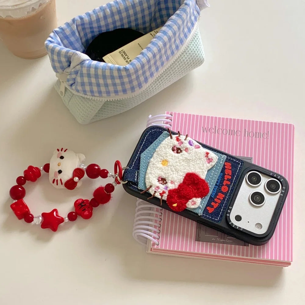 Cowboy Pocket Towel Embroidered Kitty Is Suitable For Apple Phone Case