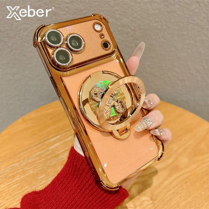 Luxury Corrugated Pattern Magnetic Wireless Charge Case For iPhone