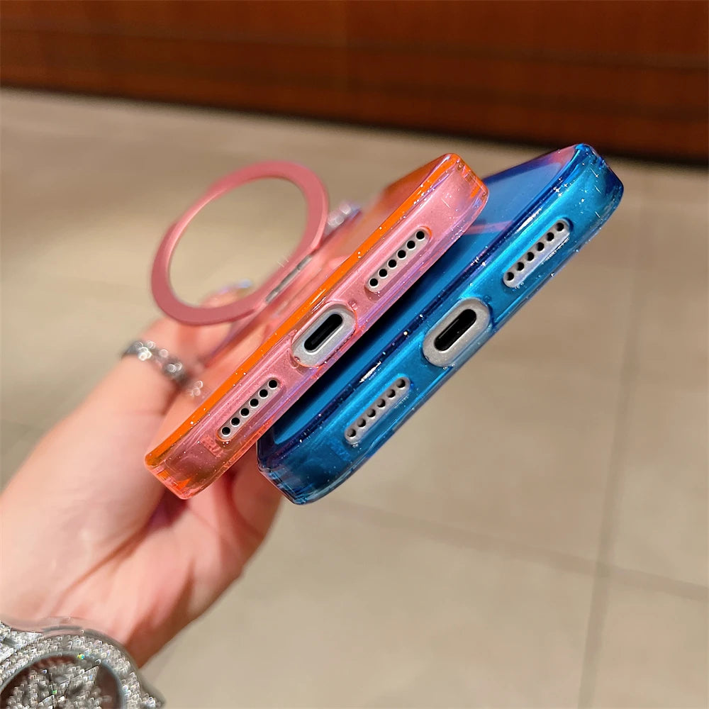 Transparent 360°Rotating Metal Holder Ring Bracket For Magsafe Magnetic Case For iPhone