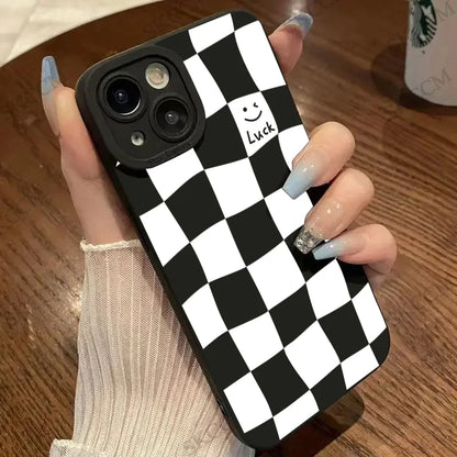 White Grid Phone Case For iPhone